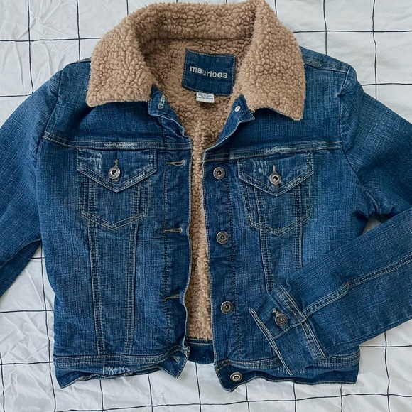 Maurices Y2K Sherpa Lined Denim Trucker Jacket Size Small - Picture 4 of 6